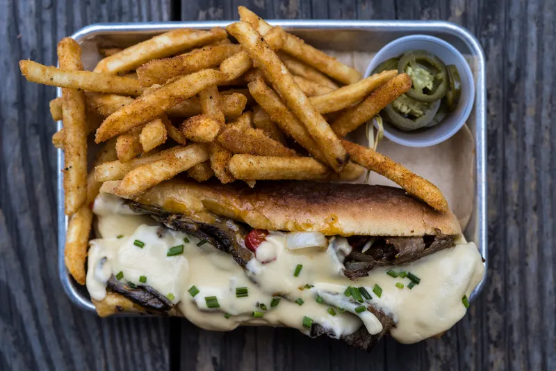 Smoked tri-tip Philly cheesesteak sandwich at Park 101 Carlsbad