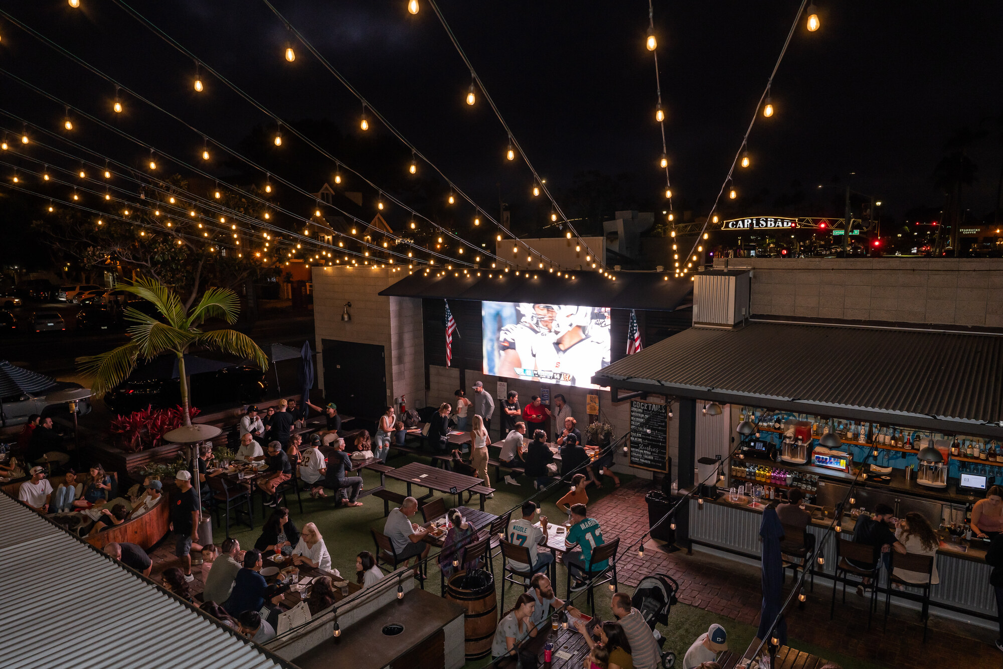 Game day party venue space at Park 101 in Carlsbad Village